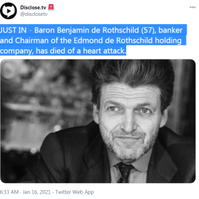 突發！羅斯柴爾德家族成員Benjamin de Rothschild心臟病捽死&nbsp;終年57歲